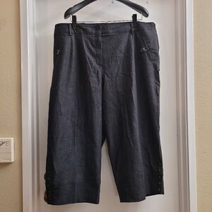 Dress barn black capris with faux leather and button embellishments